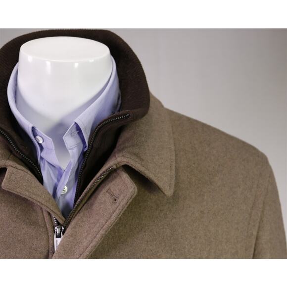 Johnston & Murphy Light Brown Wool Flannel Overcoat Coat Men's XL - Picture 4 of 9